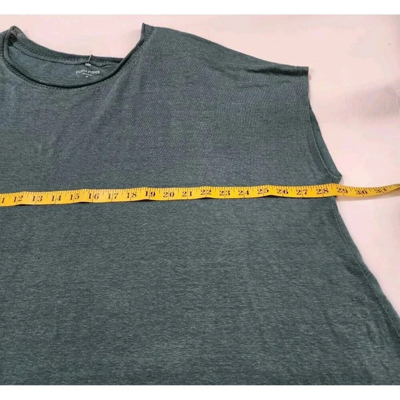 EILEEN FISHER Top Blouse Women's M Green Oversized HIgh Low Hem Boat Neck - Picture 6 of 13